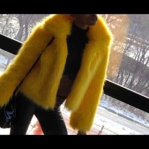 Yellow fur coat